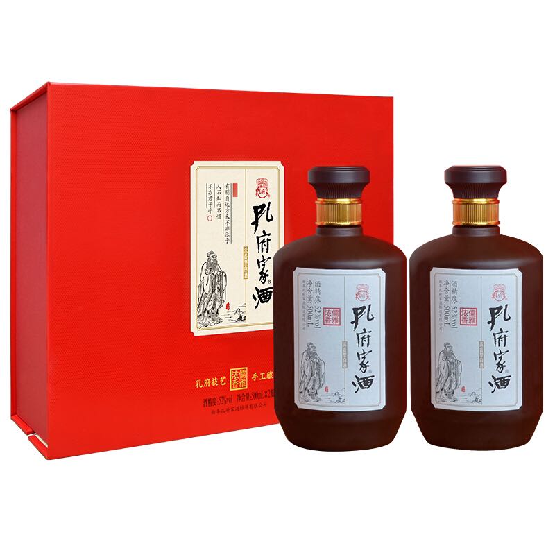 孔府家酒 孔府家 儒雅礼盒 浓香型白酒52度 500ml*2瓶（新老包装） 节日送礼 1