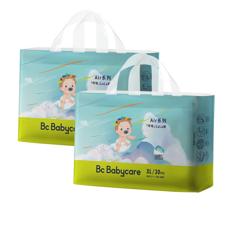 babycare bc babycare AirPro升级款 呼吸系列 2包装 XL60片(12-17kg) 110.91元（需用券）