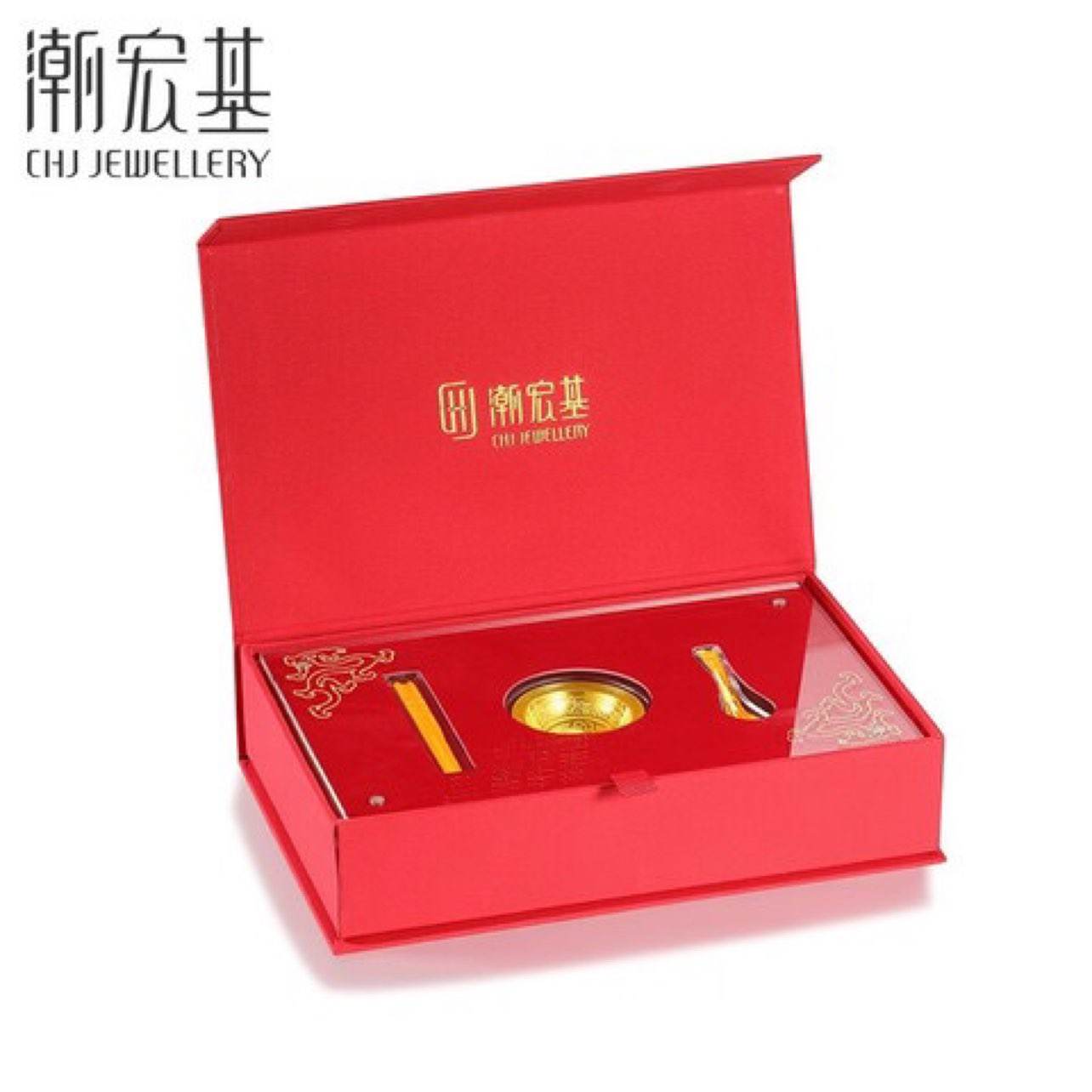 CHJ JEWELLERY 潮宏基 金碗筷勺3件套 QVG30000154 866.28元