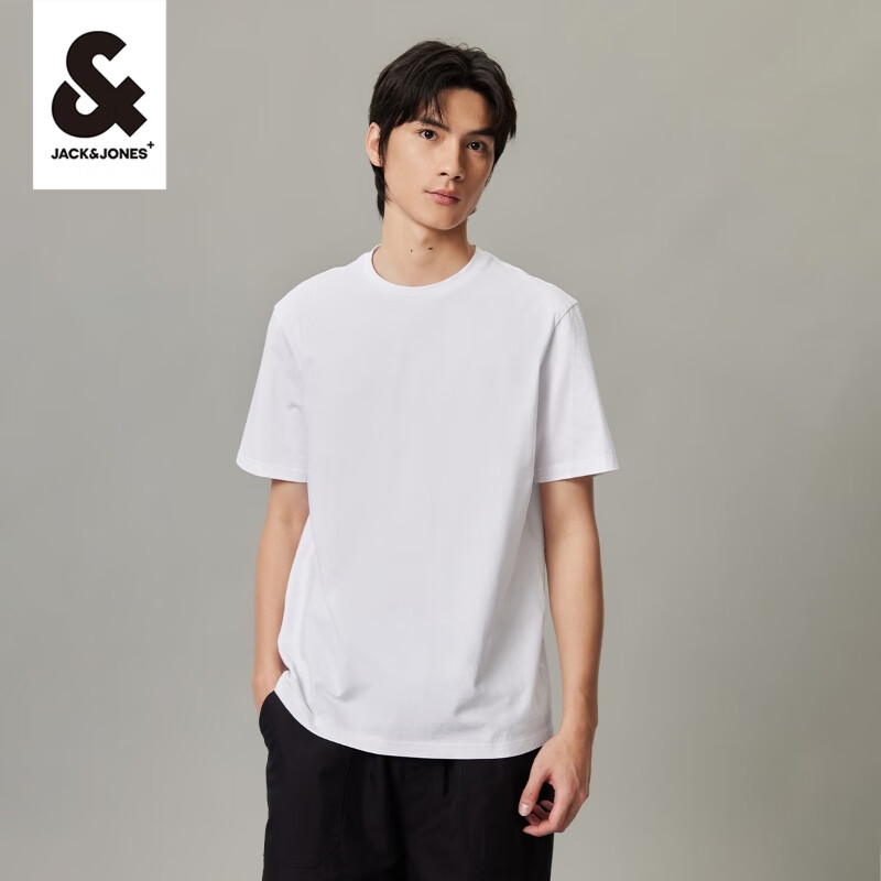 杰克琼斯 杰克·琼斯（JACK&JONES）男装夏季新款短袖简约百搭纯色上衣 54元（