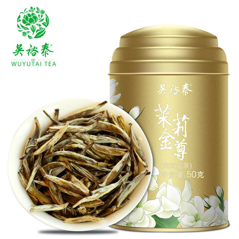 吴裕泰 茉莉金尊 顶级茉莉花茶 50g 礼盒装礼袋装。 103.3元（需买2件，需用