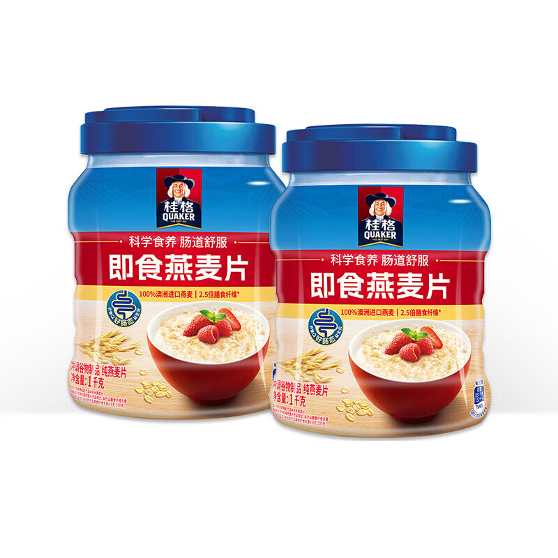 QUAKER 桂格 罐装即食/1000g2罐即食燕麦片 ￥32.69