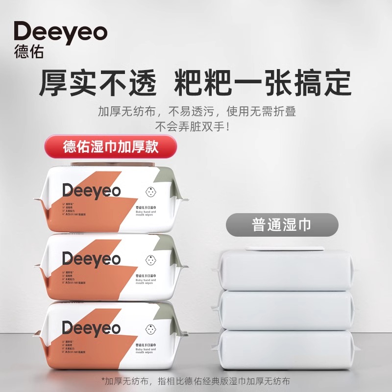 88VIP：Deeyeo 德佑 新生儿手口湿巾 加厚款80抽*6包 25.24元（需买3件，需用券）