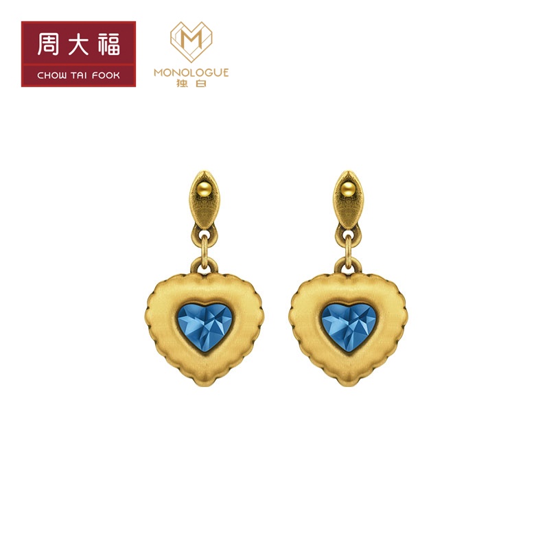 CHOW TAI FOOK 周大福 MONOLOGUE独白亚特兰蒂斯海洋之心复古黄金耳钉MR1400 5886.16