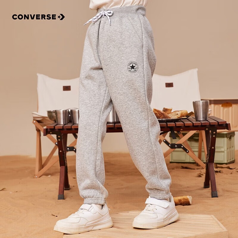 CONVERSE 匡威 童装男童保暖加绒长裤2023秋冬儿童针织休闲运动裤子儿童卫裤 