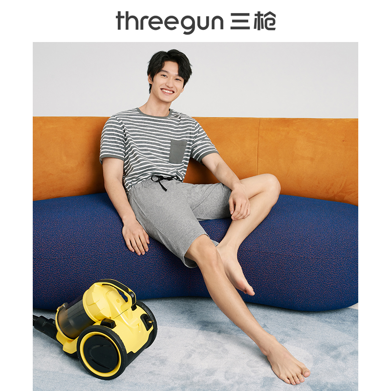 THREEGUN 三枪 男家居裤2022春夏新品爽滑舒适棉质轻薄透气可外穿男士短裤 50.9