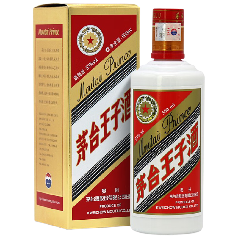 plus会员：茅台 王子酒普王子 2018年 酱香型白酒 53度 500ml*6 原箱原封 陈年老