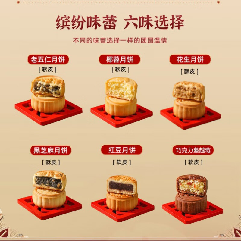 LuShiFu 卢师傅 30个椰蓉月饼老五仁广式传统黑芝麻红豆沙酥皮糕点甜点下午