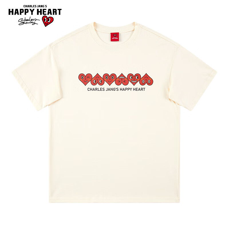 CHARLES JANG'S HAPPY HEART 查尔斯桃心 情侣款爱心字母印花短袖T恤 65元（需用券