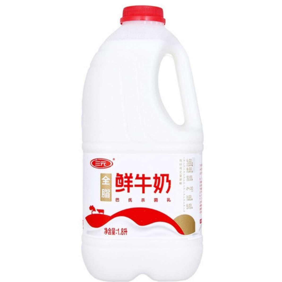 plus会员:三元 全脂 鲜牛奶 1.8L 大桶家庭装 13.01元