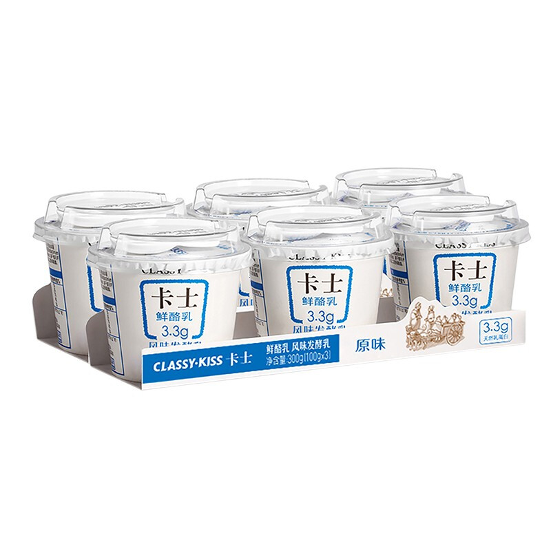 卡士 3.3g原味鲜酪乳100g*6杯 低温酸奶风味发酵乳 20元（需用券）