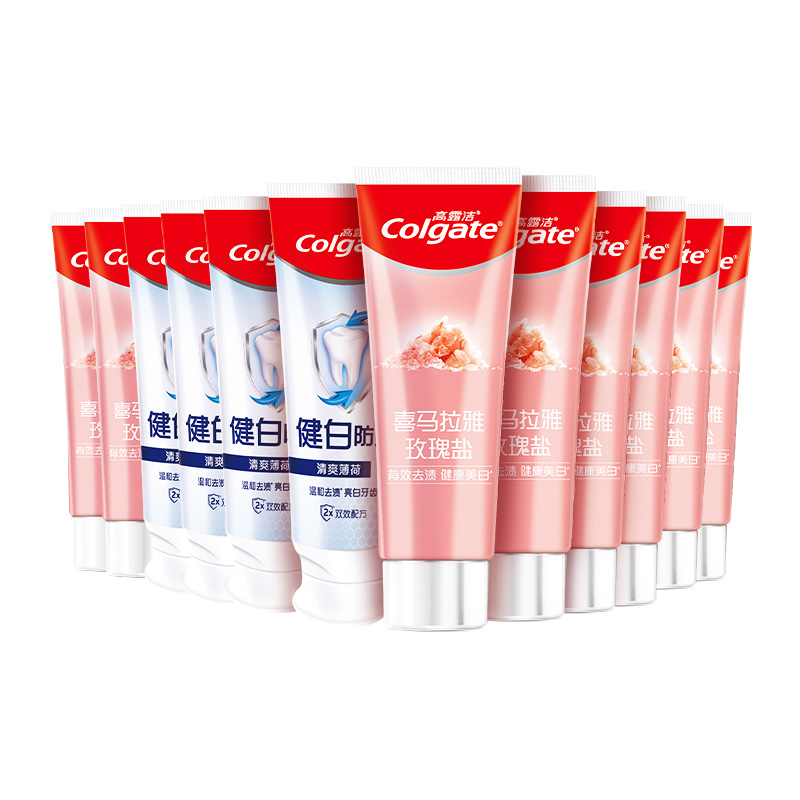 88VIP：Colgate 高露洁 天然喜马拉雅粉盐牙膏 115g*8+健白防蛀牙膏 90g*4 36.31元包