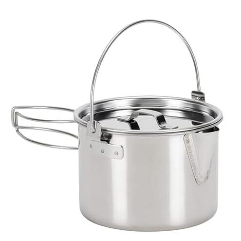 日本顶级户外品牌，Snow Peak 雪峰 Kettle No.1 户外野炊两用不锈钢壶锅900ml CS-06