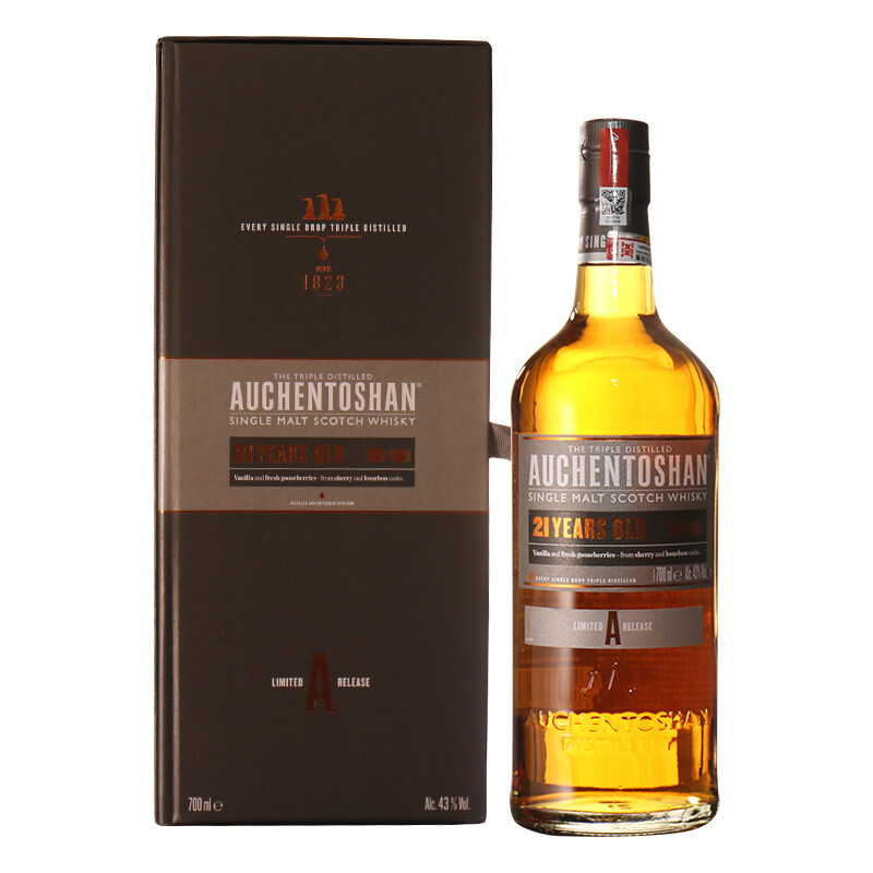 AUCHENTOSHAN 欧肯特轩 21年 单一麦芽 苏格兰威士忌 43%vol 700ml 1117元（需用券）