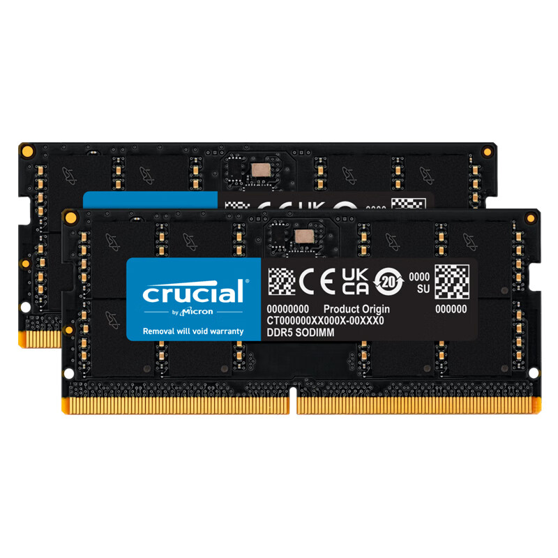 Crucial 英睿达 DDR5 5200MHz 笔记本内存条 64GB（32GB×2）套装 1239元包邮（需用券