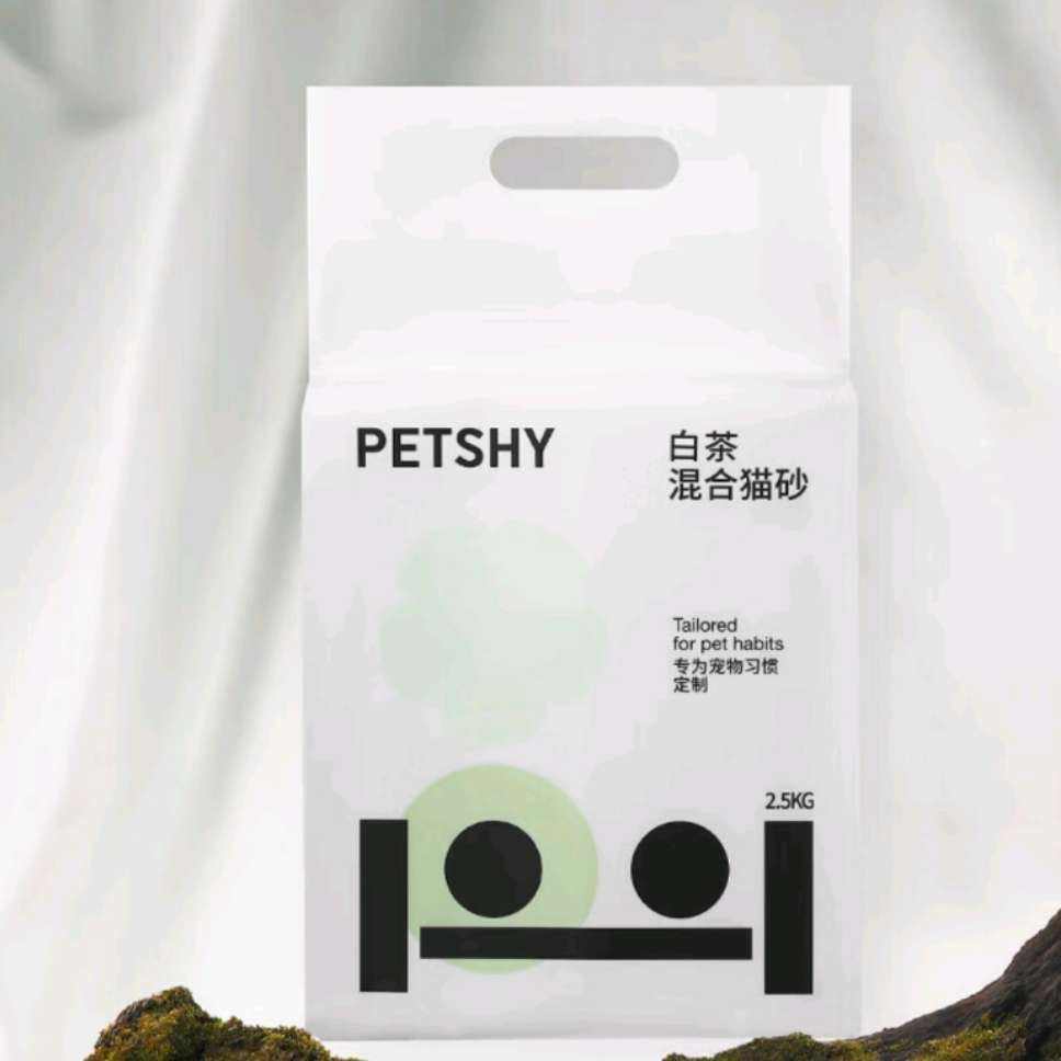 plus：petshy 白茶味混合猫砂 2.5kg*8包装 107.91元(13.5元/包)