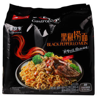 美食家 东南亚风味方便面 黑椒捞面 128g*4包 四联包*
