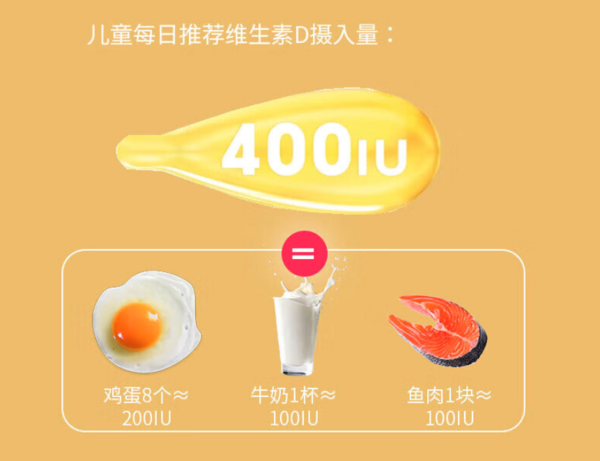 双鲸 维生素D滴剂 400IU*60粒/盒 1盒装（赠60粒2盒）