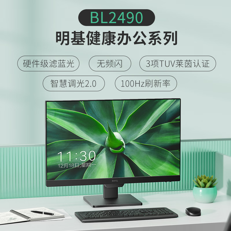 29日0点：BenQ 明基 BL2490 23.8英寸显示器（1920*1080、100Hz、99%sRGB） 1099元包邮（