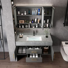 佐木森（Zuomusen） 岩板陶瓷盆浴室柜实木卫生间洗手洗脸盆台面柜组合洗漱