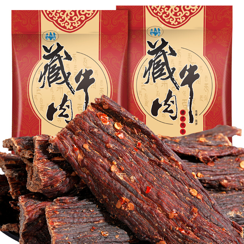 奇圣 西藏特产超干牛肉干 2袋麻辣味共400g 109.9元（需用券）