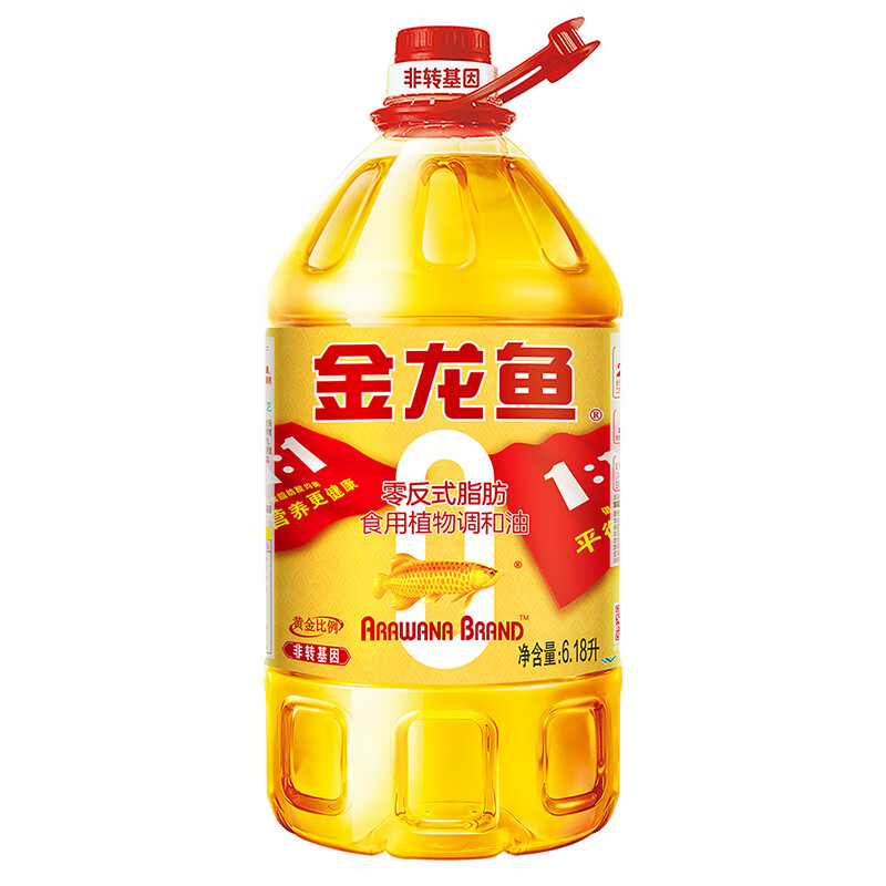 金龙鱼 金标 黄金比例零反式脂肪食用植物调和油 6.18L 68.9元（需买3件，共20