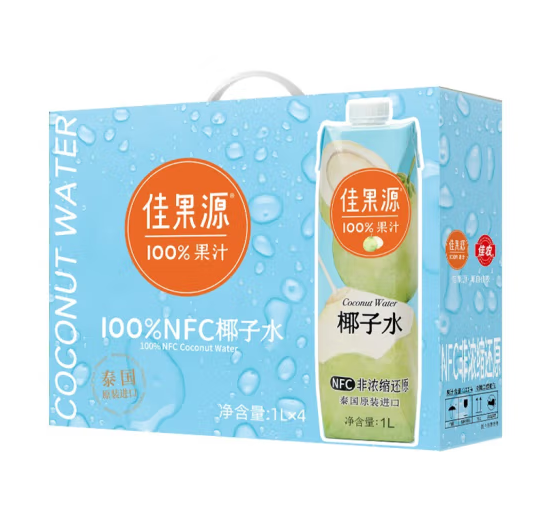 佳果源 NFC椰子水1L*4瓶 37.9元（需用券）