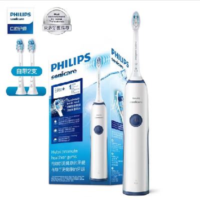 PLUS会员：PHILIPS 飞利浦 成人电动牙刷 声波震动(自带刷头*2) HX3226/22深海蓝 10