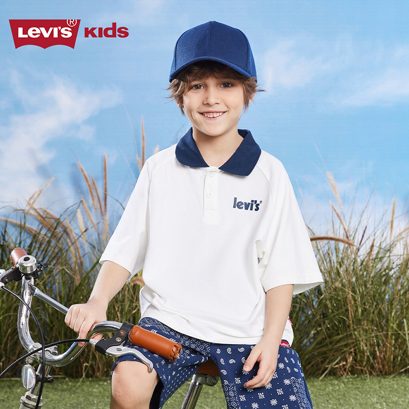 Levi's 李维斯 童装2024夏季新款儿童男童短袖T恤亲子Polo衫中大童打底衫 109元