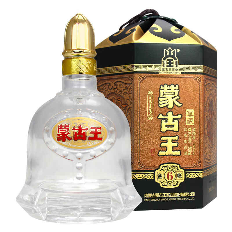 蒙古王 高度浓香型粮食白酒 52度金帐6白酒500ml*1 209元（需用券）