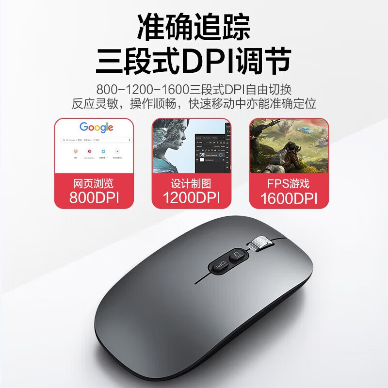 STIGER 斯泰克 适用苹果华为无线鼠标蓝牙 无噪音便携可充 60.9元