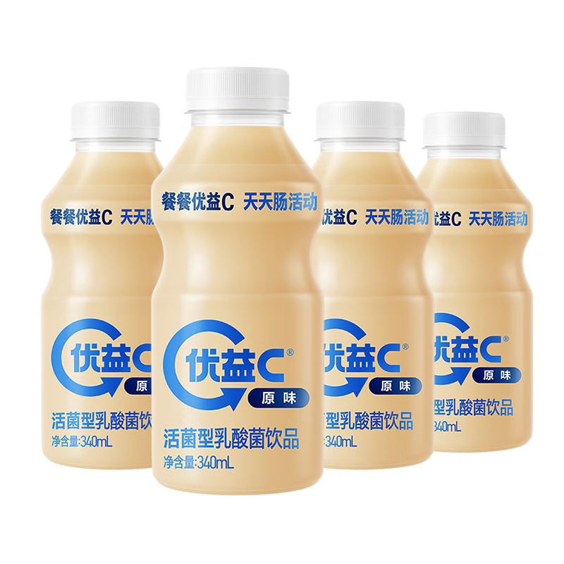 MENGNIU 蒙牛 优益C活菌型0脂肪活性益生菌乳酸菌饮料原味340ml*4 冷藏饮料饮品