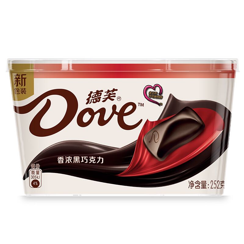 Dove 德芙 香浓黑巧克力约39颗234g*1碗装解馋小零食糖果巧克力纯可可脂 19.23