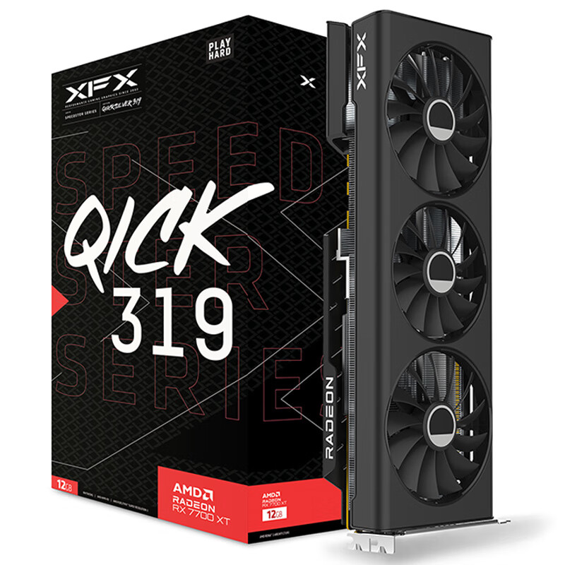 不拼不凑：XFX 讯景 RADEON RX 7700 XT 海外版 独立显卡 12GB 2741元（需用券）