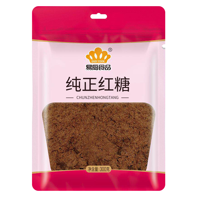 plus会员：易厨食品 纯正红糖 甘蔗熬制红糖300g*3袋 烘焙饮品调味红糖易溶红