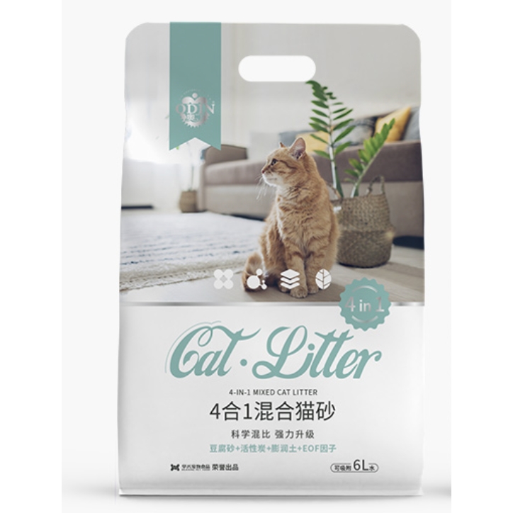 ODIN 奥丁 四合一混合豆腐猫砂20斤吸水结团低尘除臭猫咪用品2.5kg 59元