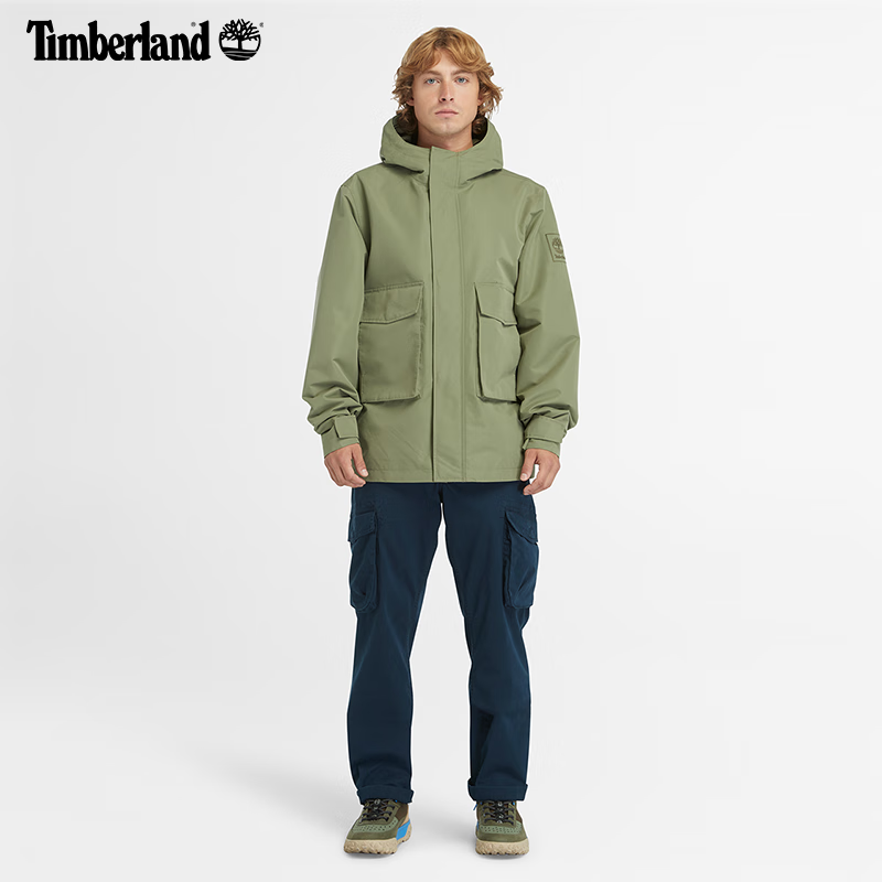 Plus会员：Timberland 添柏岚 男装冲锋衣外套S24户 A2PD8 A2PD8590 卡塞尔绿色 529.28