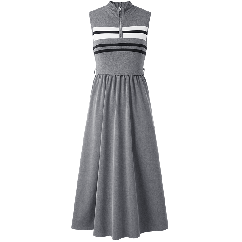 13日10点：PEACE BIRD 太平鸟 条纹针织 拼接连衣裙 113元包邮（超V会员价更低）