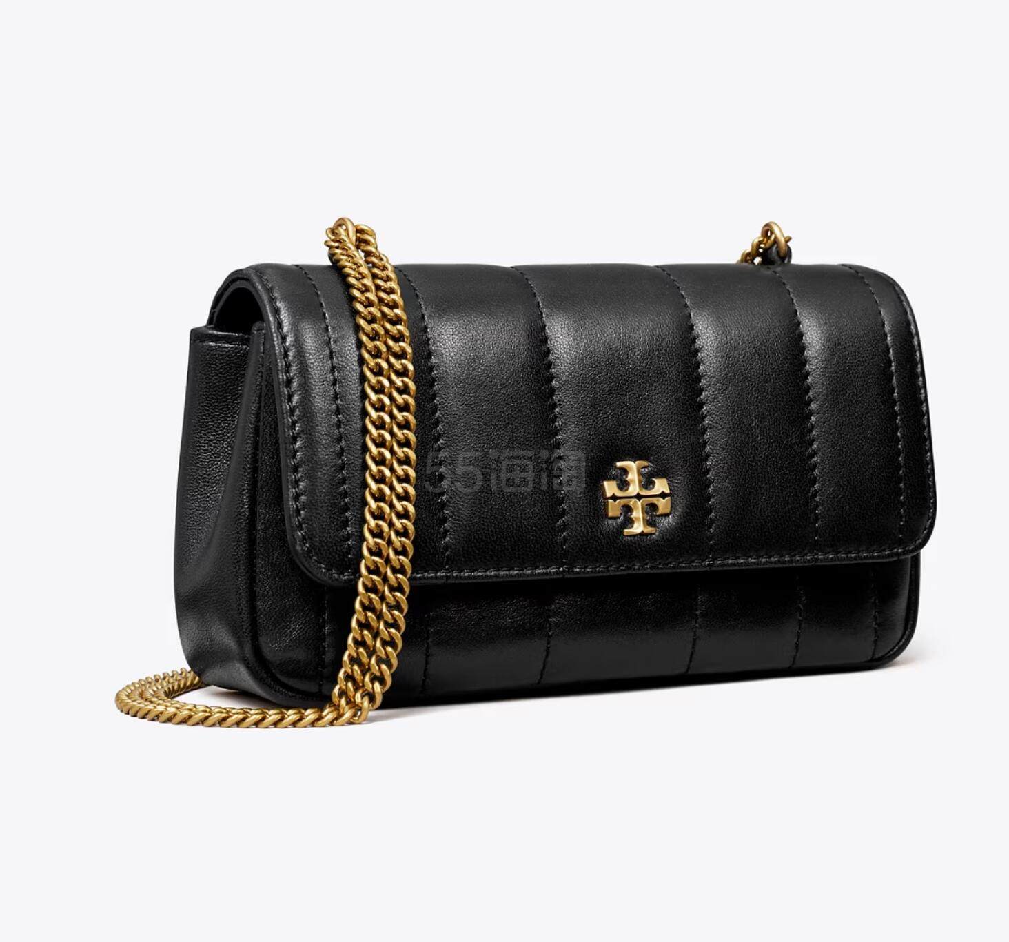 Tory Burch 汤丽柏琦 Mini Kira Flap 人字纹翻盖链条包Black黑色