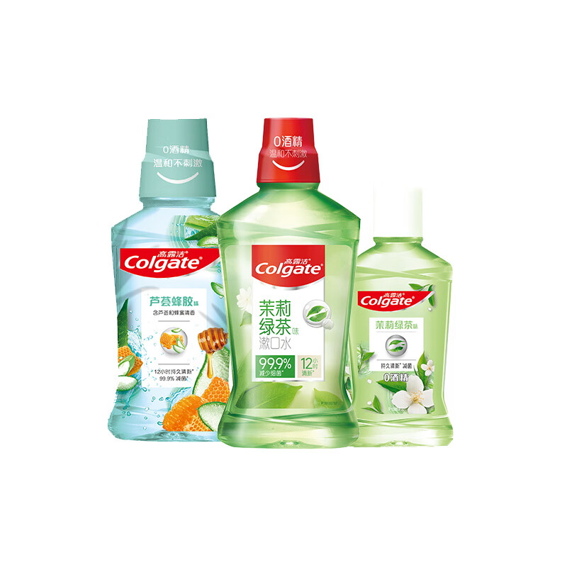 PLUS会员：Colgate 高露洁 芦荟蜂胶 500ml*1+茶健漱口水 500ml*1+茶健漱口水 100ml*1 