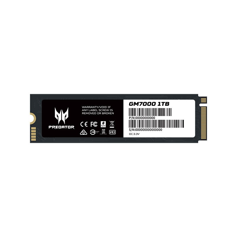 20点开始：PREDATOR 宏碁掠夺者 GM7000 NVMe M.2 固态硬盘 1TB（PCI-E4.0） 479元（需