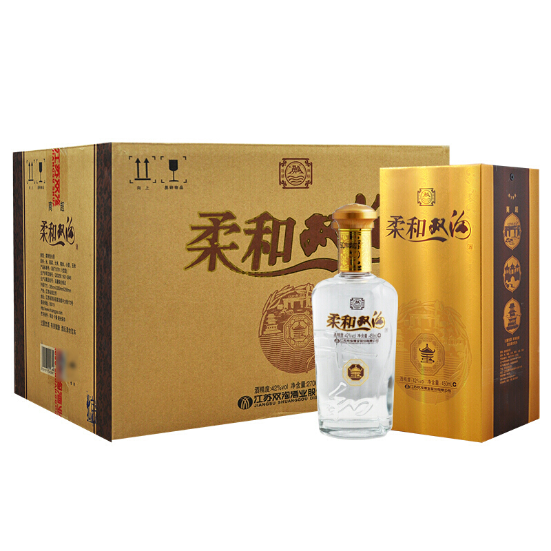 双沟 柔和双沟 金柔和 浓香型白酒 42度 450ml*6瓶 整箱装 （老版） 524元