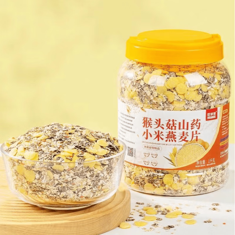 姚太太 猴头菇山药小米燕麦片无蔗糖免煮营养麦片 一桶1kg 19.9元（需用券）