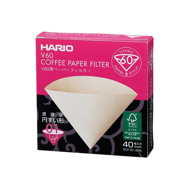 HARIO V60系列 VCF-01-100M 手冲咖啡滤纸 40枚 淡黄原木色 6.8元（需用券）