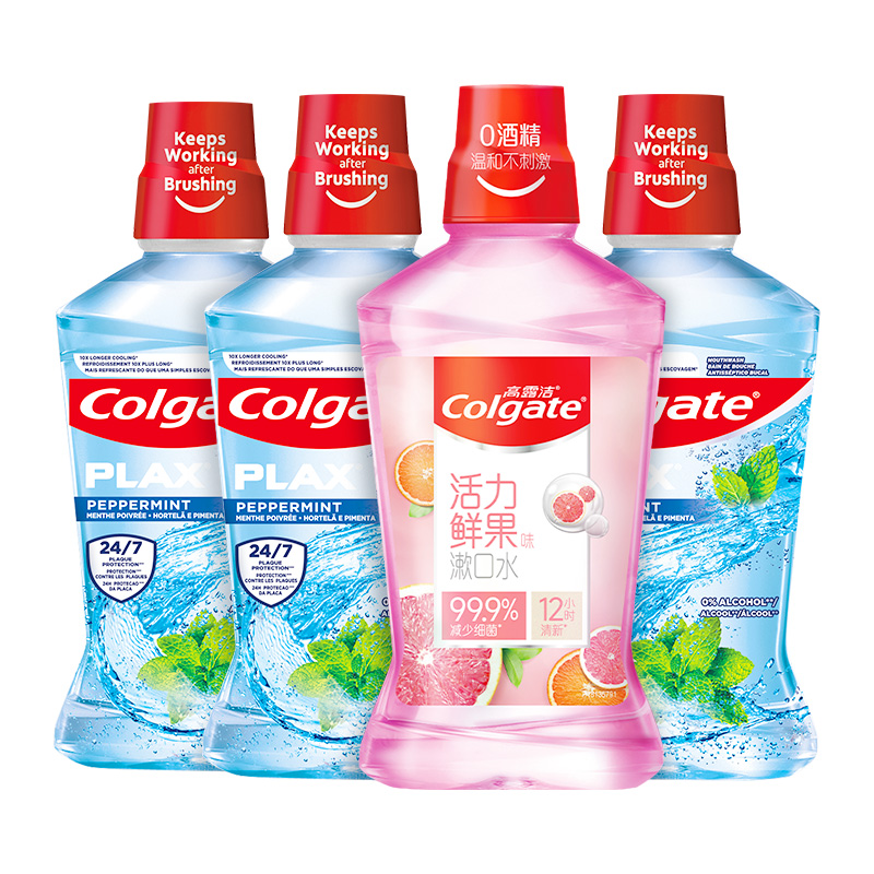 88VIP：Colgate 高露洁 鲜果酷爽漱口水 500ml*4瓶 40.2元（需用券）