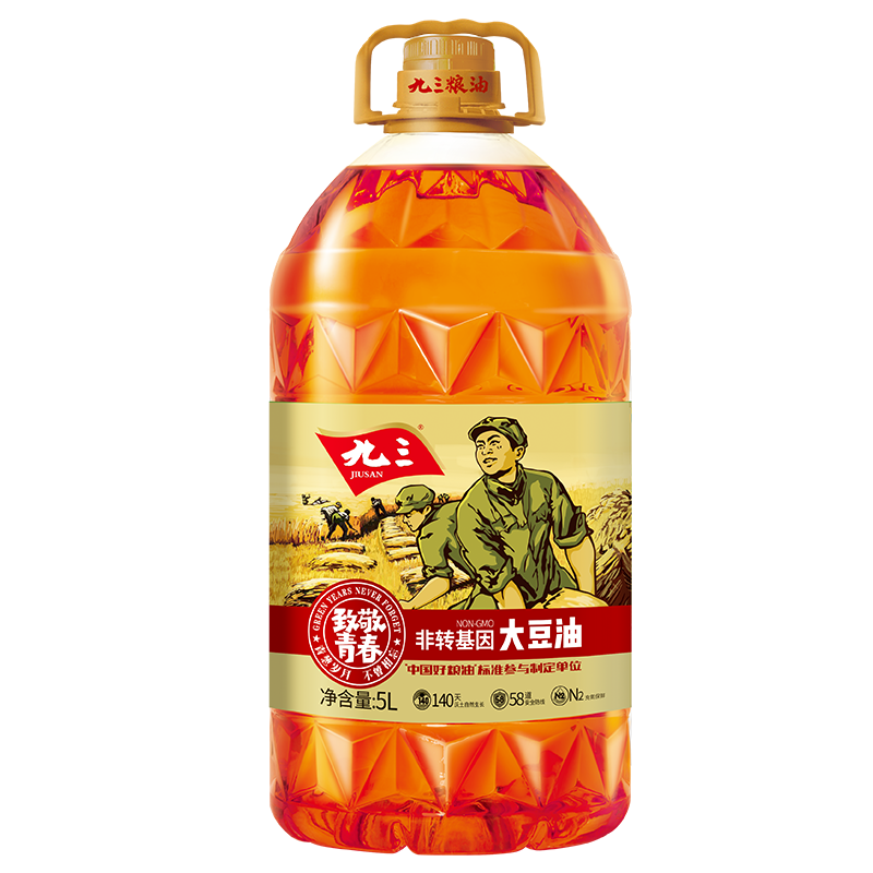 九三 致敬青春 非转基因 三级大豆油 5L ￥43.9