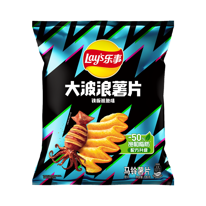 Lay's 乐事 大波浪 马铃薯片 铁板鱿鱼味 135g ￥10.8