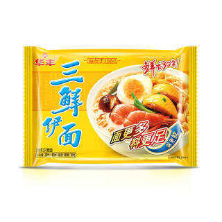 华丰方便面三鲜伊面5袋装泡面速食饼休闲零食品原味五连包86g6元需买4