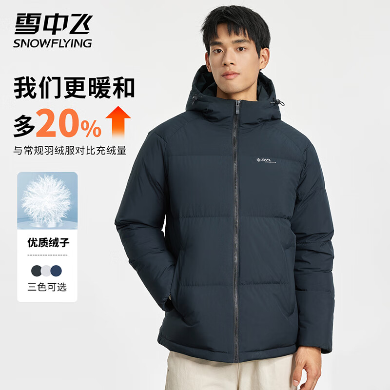 今日必买：雪中飞 升级版2.0保暖连帽羽绒服 鸭绒 充绒量100-149g 192.06元（需