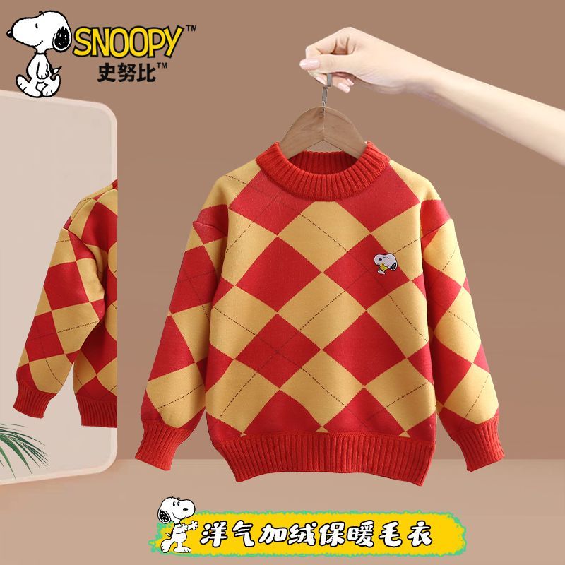 SNOOPY 史努比 儿童加绒毛衣 加厚保暖 ￥37.9